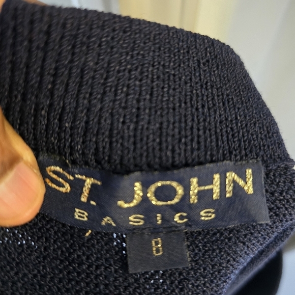 ST. JOHN Knit Long Skirt Size 8 Women Navy Santana Cocktail Thick Flawed - Picture 9 of 10